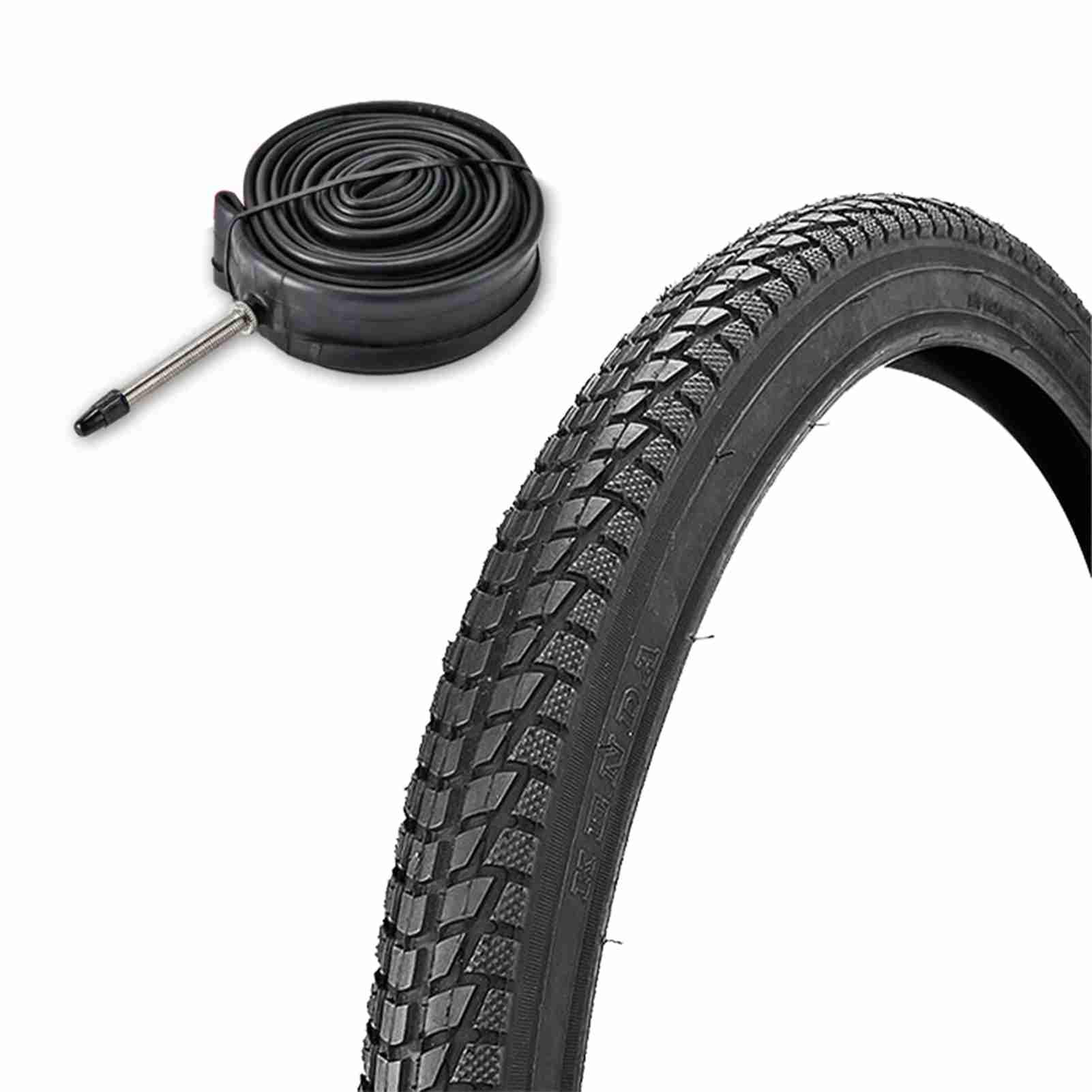 Mountainbike-Reifen, Langlebiges Gemischtes Gummi-Innenrohr, Außenrohr 26 X 2,125, für Rennräder, Rillen-Anti-Rutsch-Design für City-Bikes, Schwarz, 900 G