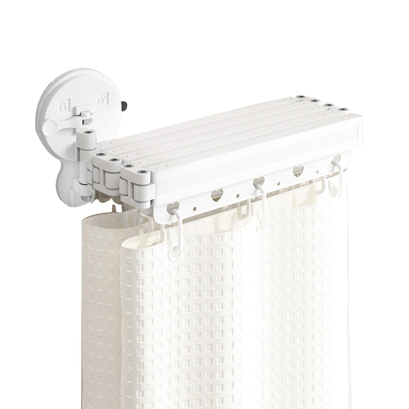 Cortina de ducha ajustable impermeable moderna plegable para baño, instalación sin perforaciones, varillas extensibles, color blanco, 120 x 180 cm, diseño que ahorra espacio
