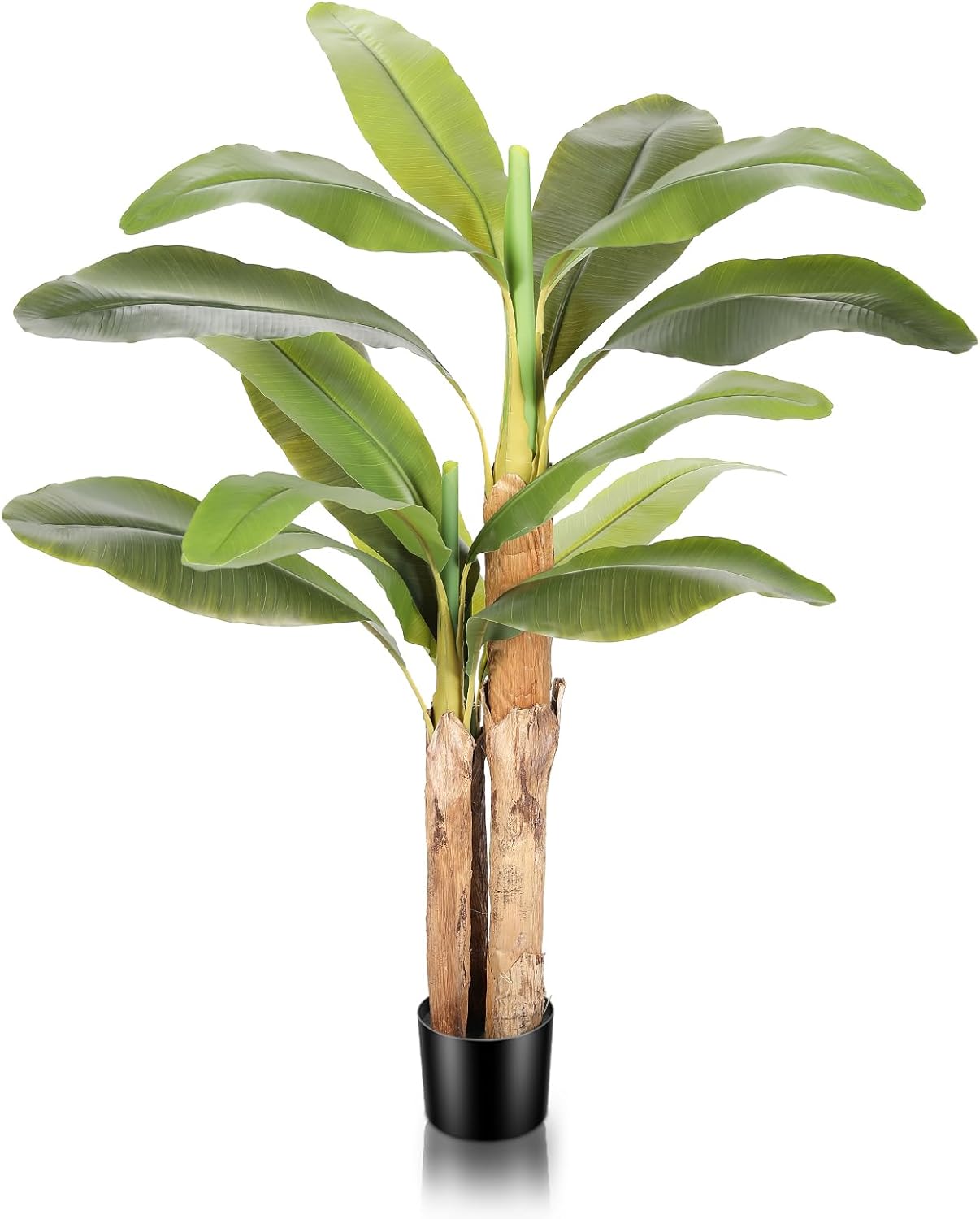 Artificial Banana Tree 5ft - Faux Banana Leaf Tree with Large Leaves and Double Stalks, Fake Banana Silk Tree Artificial Plant Indoor for Home Office Living Room Decor