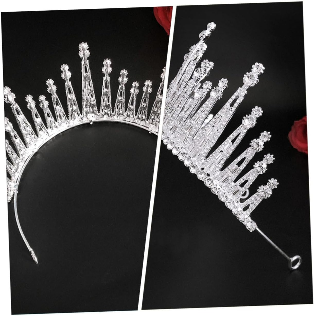 Baroque Rhinestone Crown Headdress Silver Zinc Alloy Bridal Wedding Tiara Hair Accessory for Women Party and Ceremony