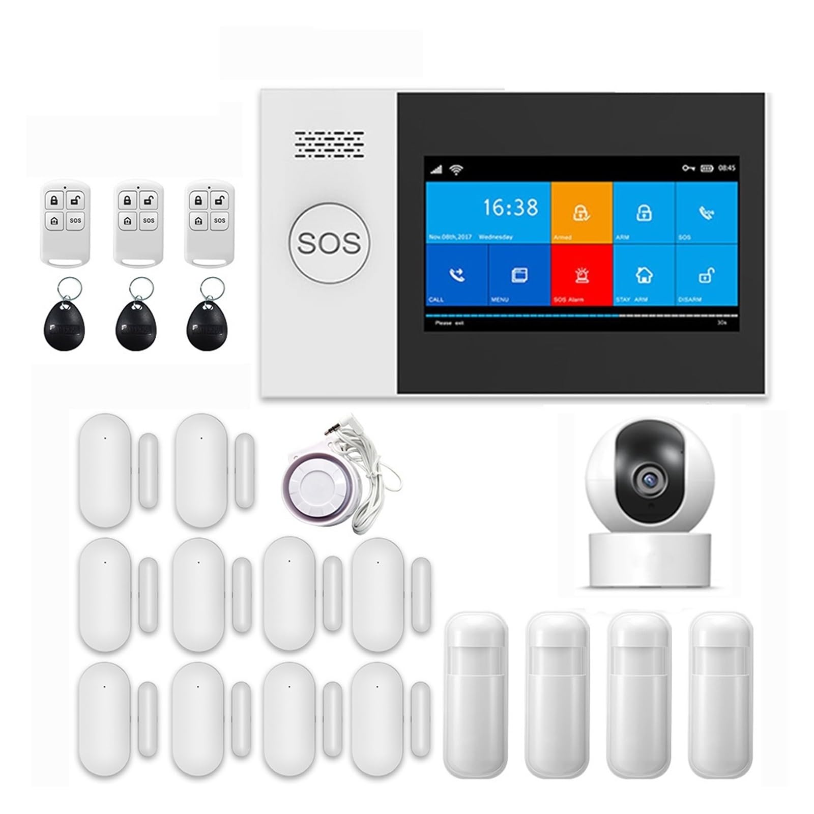 CUDTAPI GSM Home Security Alarm System App Control Remote Window Sensor With 1080P IP Camera Smart Kits(SET-F)