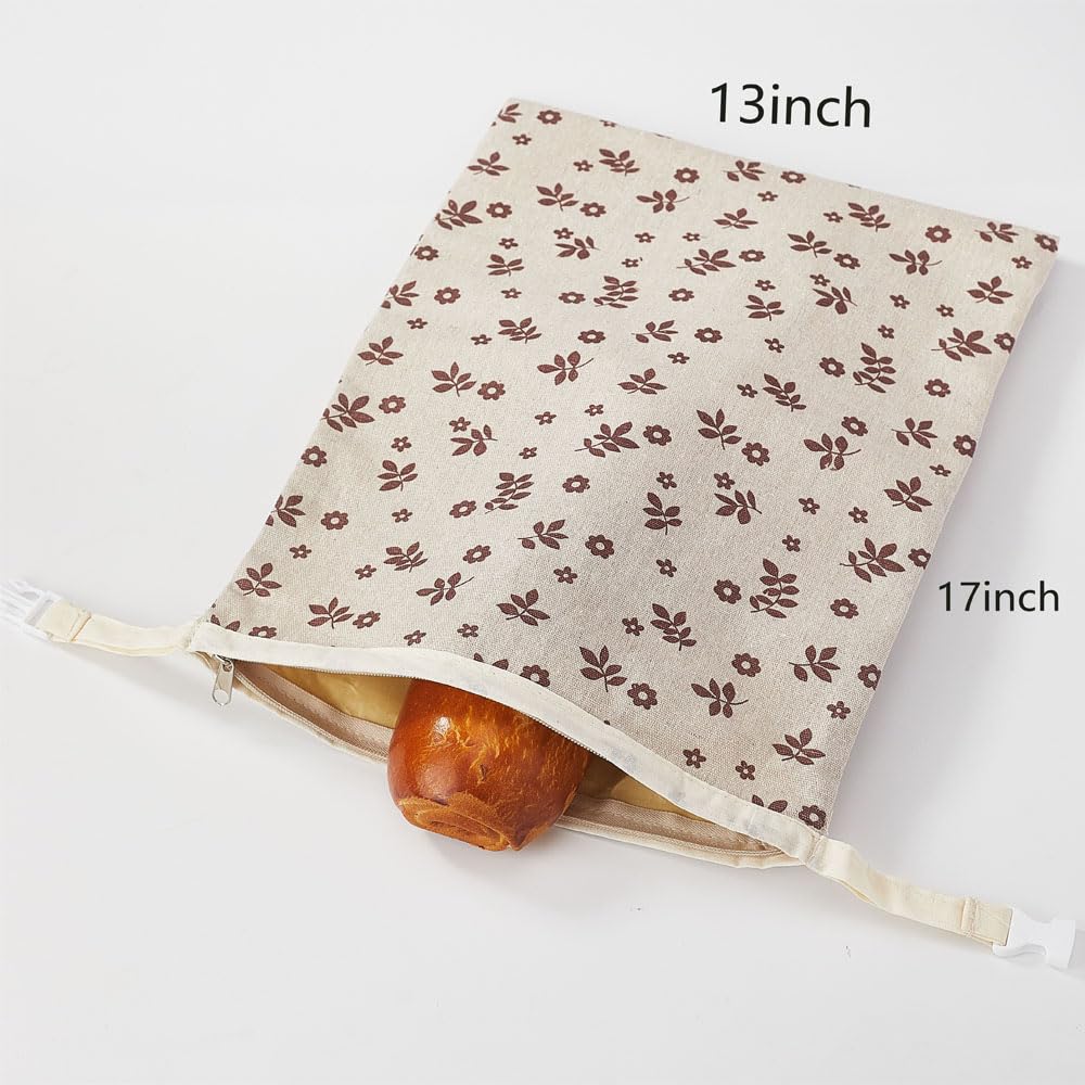 ThinkToysLab 2 Pack Reusable Bread Bags for Homemade Bread,Reusable Beeswax Bread Bags,Cotton Beeswax Bread Bag to Keep Fresh