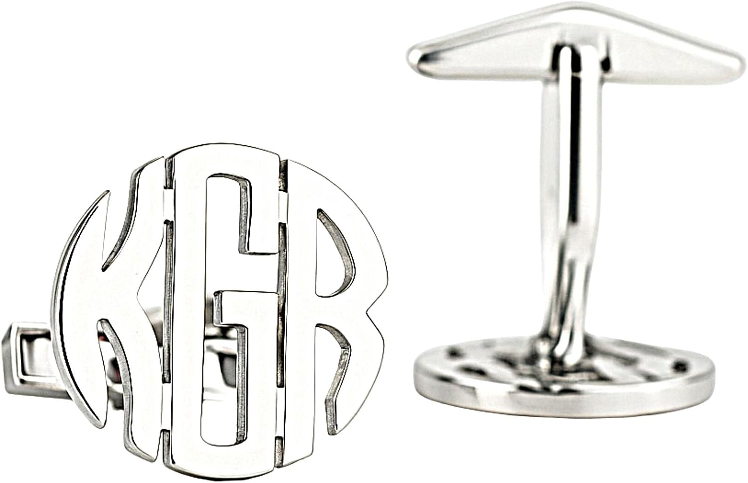 925 Sterling Silver Custom Monogram Cufflinks – Personalized 3 Initial Letter Engraved Cuff Links for Men – Handmade Wedding, Business & Gift Jewelry