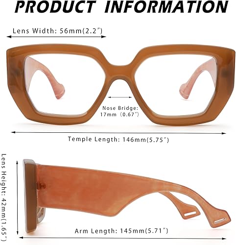 Vista 15 de Thick Frame Blue Light Glasses for Women Men Fashion Square Computer Gaming Eyeglasses with Clear Lens
