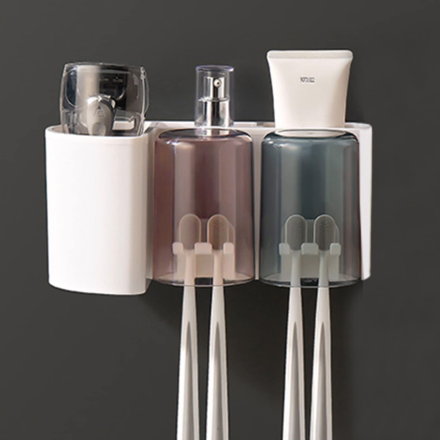 HOKIPO Plastic Magic Sticker Series Self Adhesive Wall Mounted Toothbrush Holders For Bathroom (Ar-3780), Multi