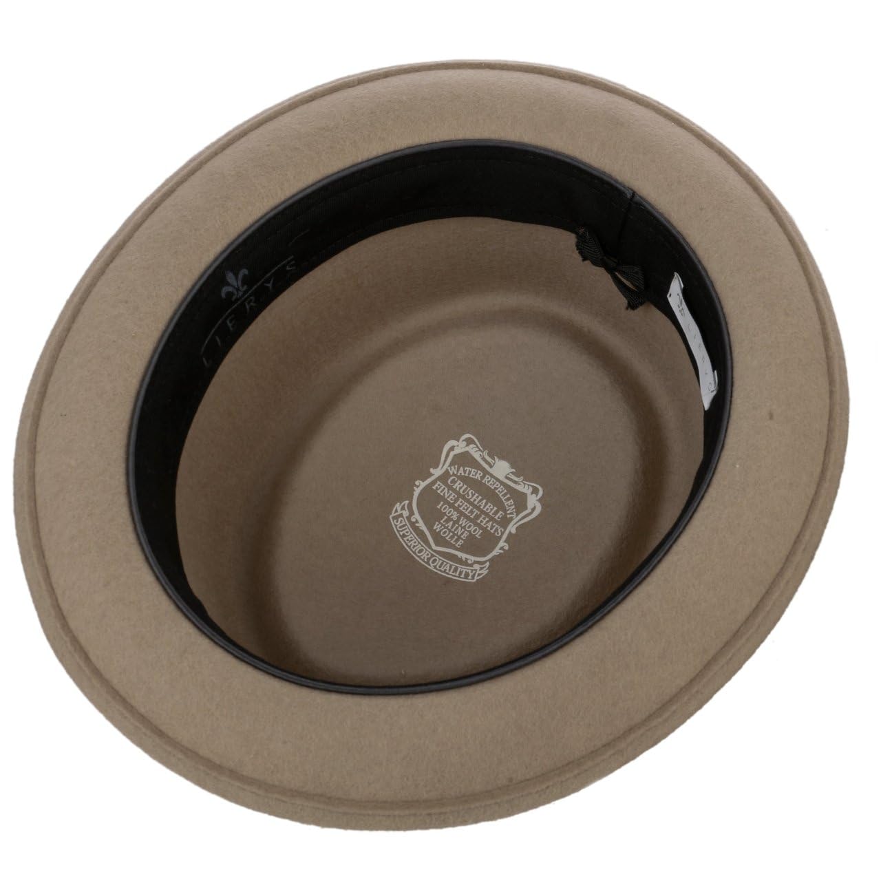 Lierys Chapeau Crushable Pork Pie Femme/Homme - Made in Italy en Feutre de Laine avec Ruban Gros Grain Automne-Hiver Hiver