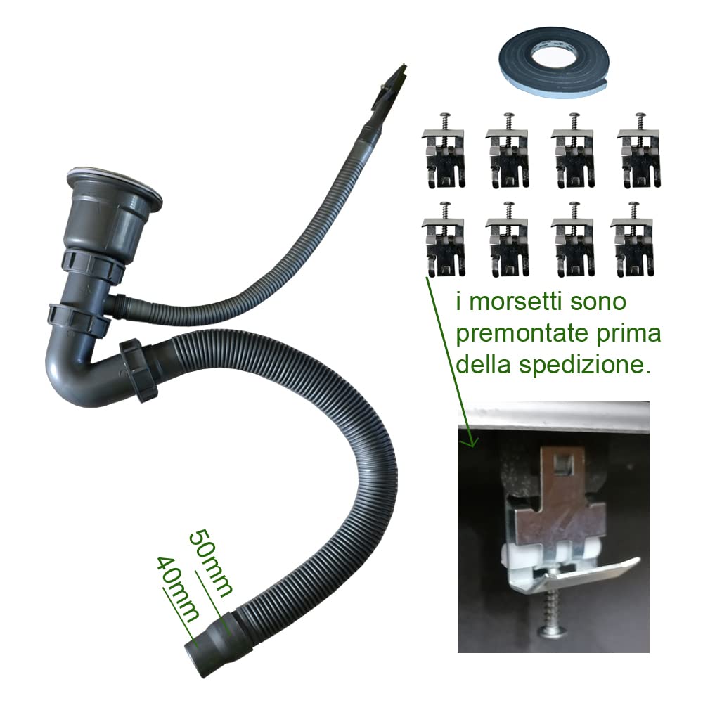 1x Lavello inox 304 0,8MM,lavello da cucina 2 vasca in acciaio inox 100x50x18cm, lavello rettangolare,lavandino cucina,