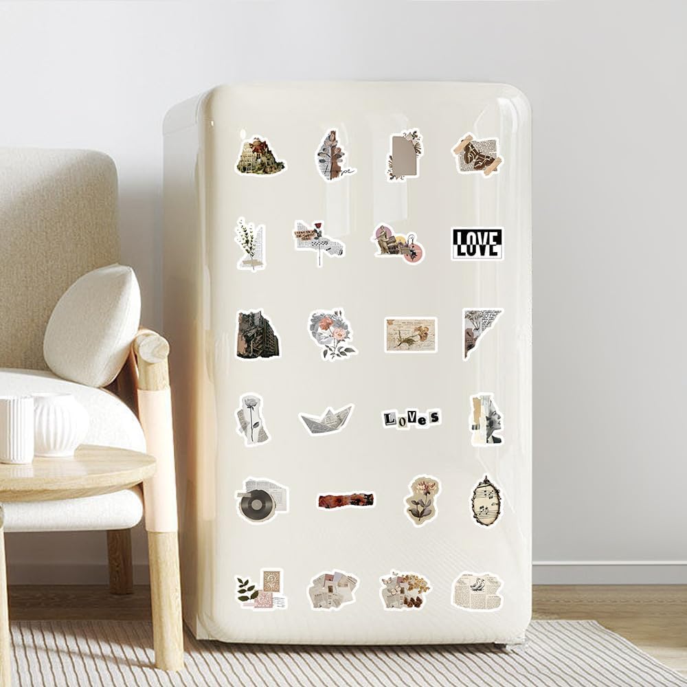 200 szt. naklejek w stylu vintage, niepowtarzające się estetyczne naklejki do scrapbookingu, wodoodporne naklejki do planowania winorośli, pamiętnika, naklejki do majsterkowania, laptopa