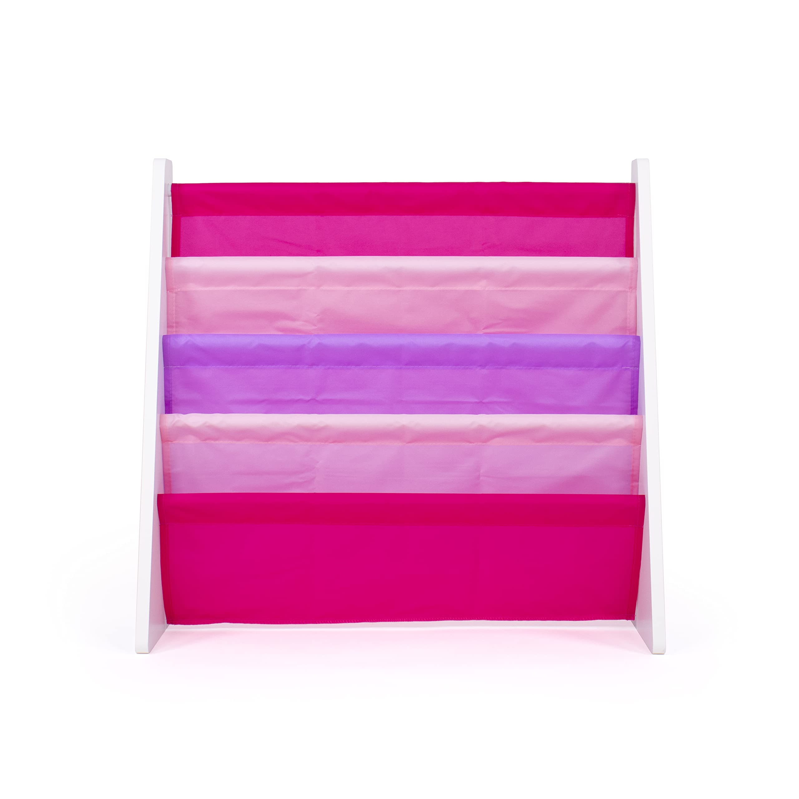 Humble Crew, White/Pink/Purple Kids Book Rack Storage Bookshelf, 4 Tiers