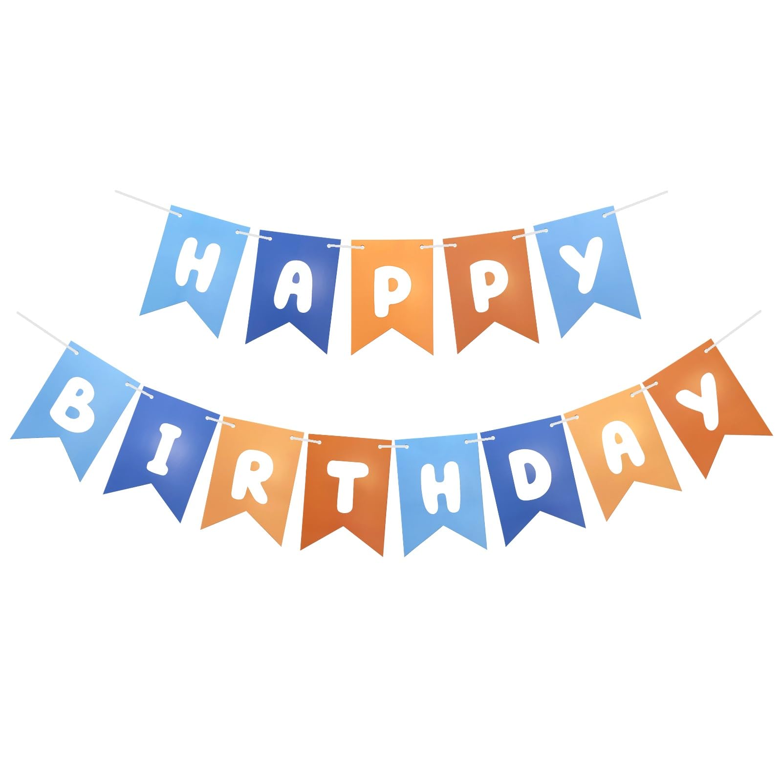 Blue Orange Happy Birthday Banner, Colorful Happy Birthday Bunting Decorations for Boys Kids Men, Birthday Party Supplies for Birthday Theme Party