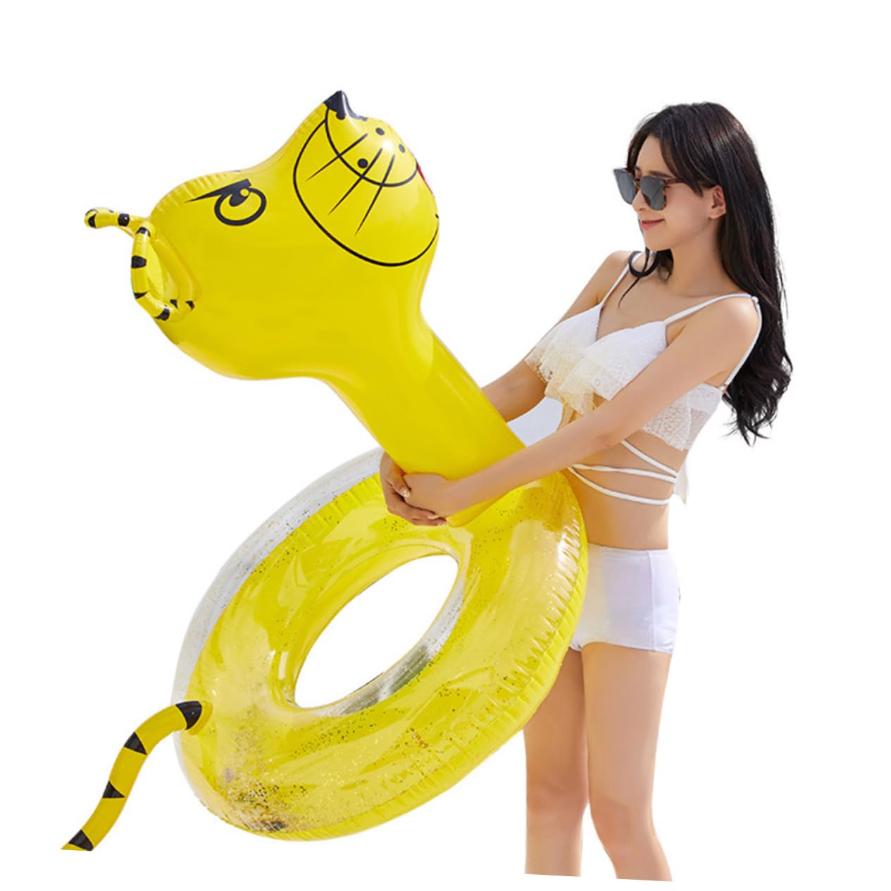 Anello Gonfiabile da Nuoto Tigre 90# in Pvc Giallo per Adulti