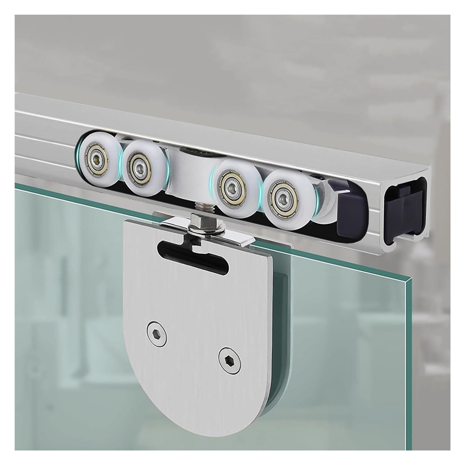 YDHSIKK Glass Sliding Door Track, Aluminum Glass Door Sliding Track Kit Multicolor Multiple Sizes(Silver,190cm (6.2ft))
