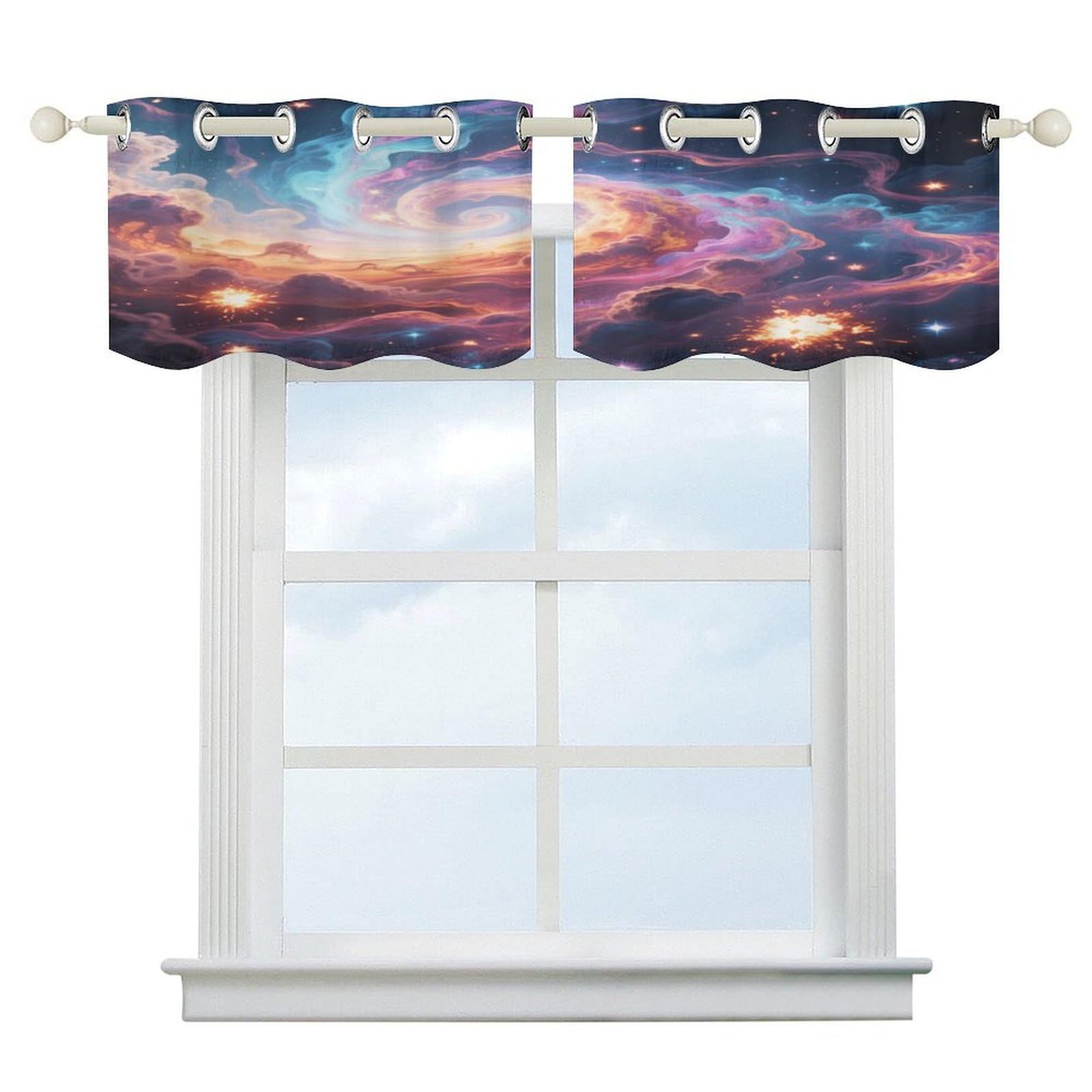 Fekiloot Style Mysterious Nebula Short Curtains Valance Curtain