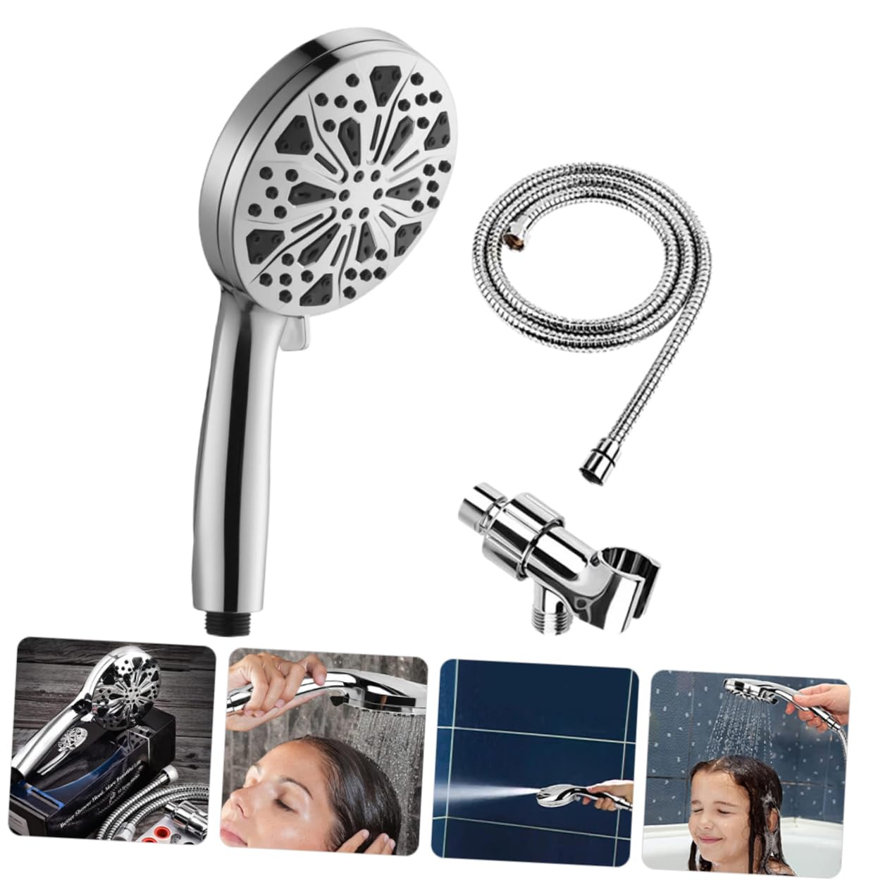 NUOBESTY Cabezal De Ducha Desmontable De Mano De Con Filtro Para Agua Dura Alta Presión Para Baño Con Soporte y Manguera