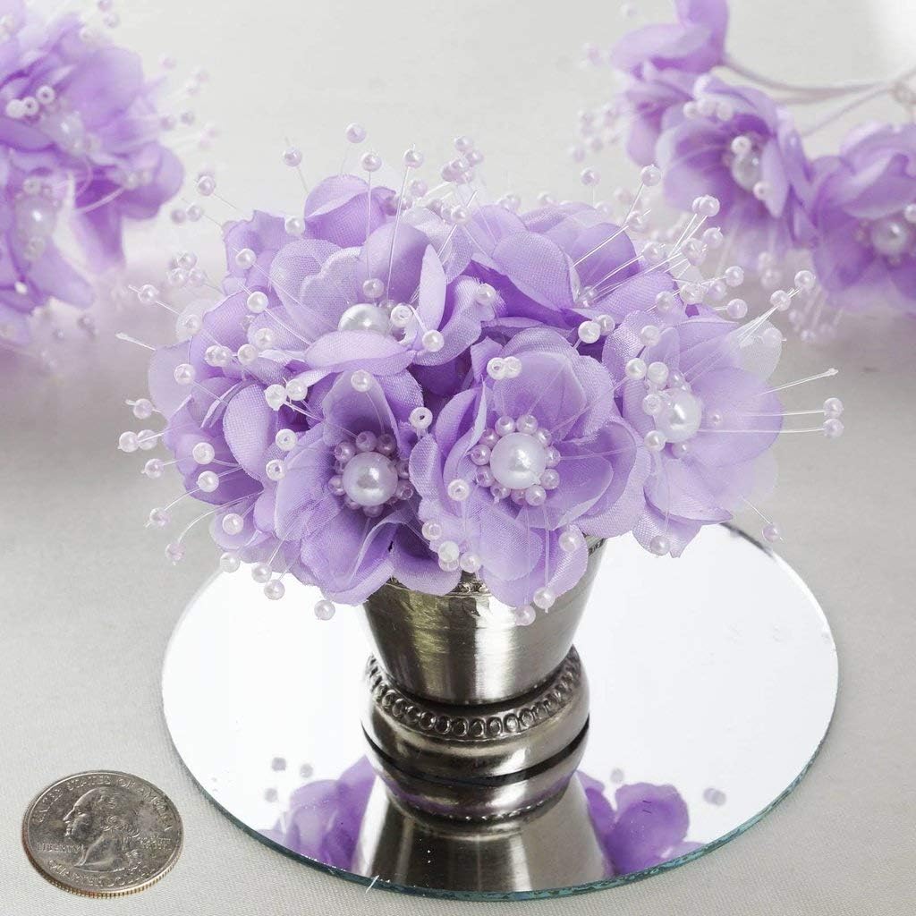 72 Lavender Wedding Bridal Pearl Satin Organza Flower