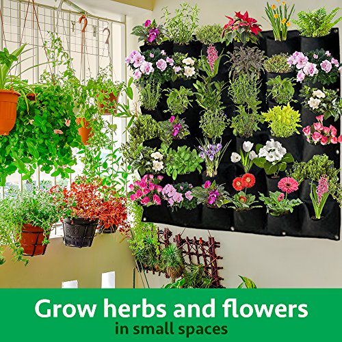 Active Gear Guy Vertical Hanging Outdoor Wall Planter With 36 Felt Pockets To Hold Living Or Artificial Plants, Flowers, And Herbs, Great Décor For Patios, Gardens, And Entryways, Lightweight #TOP2