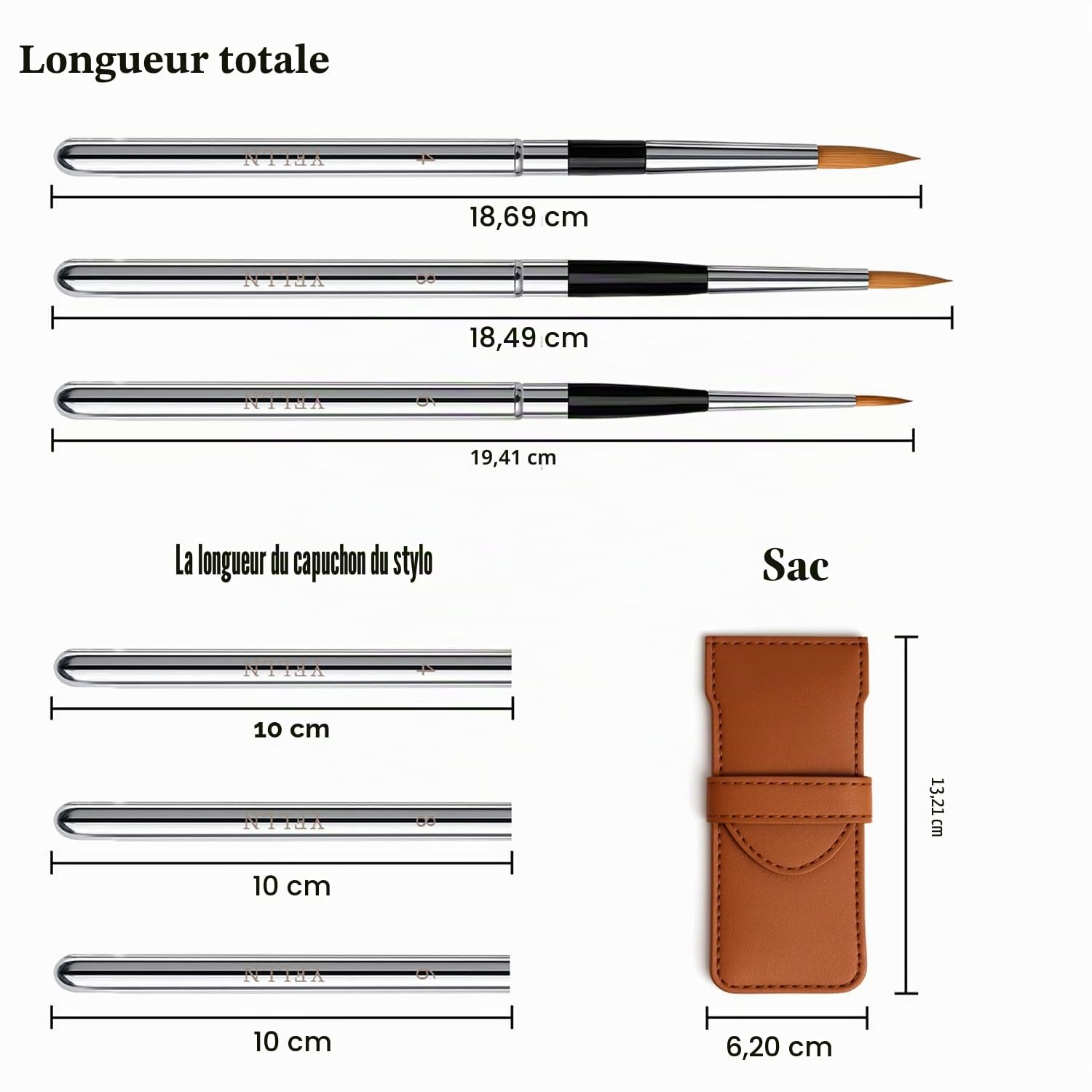 Pinceaux aquarelle de voyage, kit de voyage avec pochette en cuir, parfait pour l'aquarelle, l'acrylique, la gouache et la peinture à l'encre