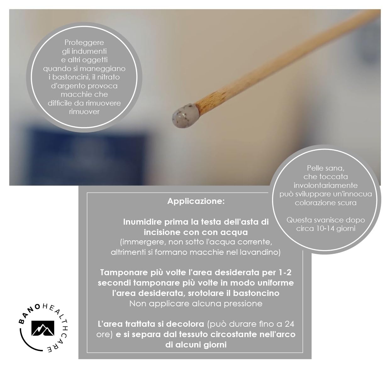 Nitrato d'argento 50% | 200mm elastico | 10 pz. | Per il trattamento della carne selvatica, per il trattamento di verruche e calli, per la cura dello stoma | Rösch und Handel
