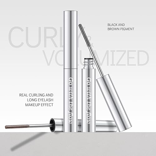 Miniatura 2 de KYDA Máscara de metal lavable negra, extra delgada, súper voluminosa, aspecto de pestañas rizadas, cepillo de rímel de metal sin cerdas, duradero