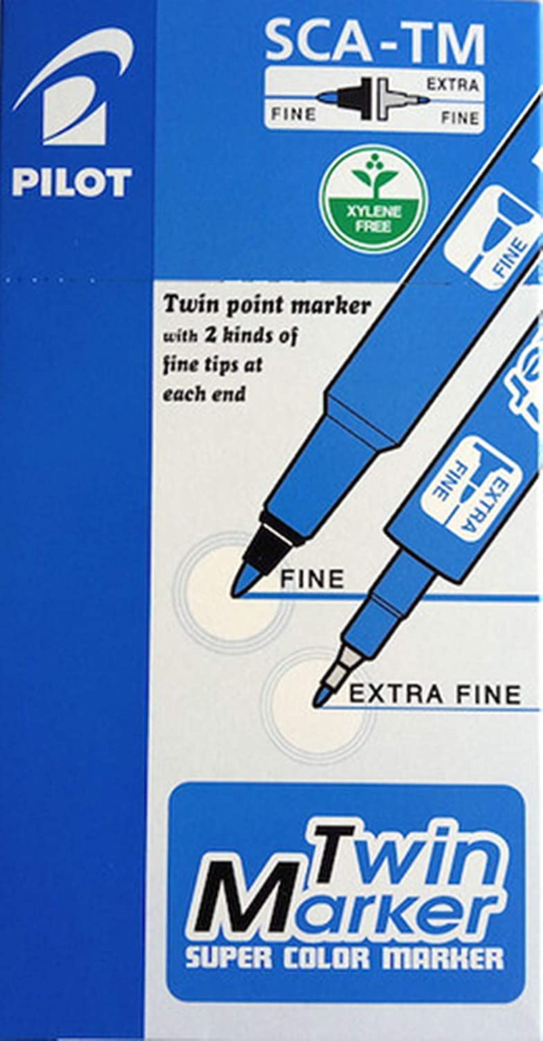 Pilot Twin Marker - Blue, Pack of 12 Pieces