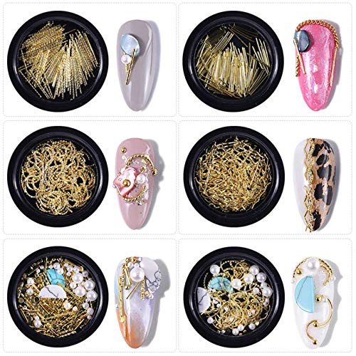Beiling BEILING-0000048 Gold Moon Star Nail Charms Rivet 6 Boxes Nail Studs And Rhinestones 3D Nail Art Sequins Metal Nail Glitter thumb #1