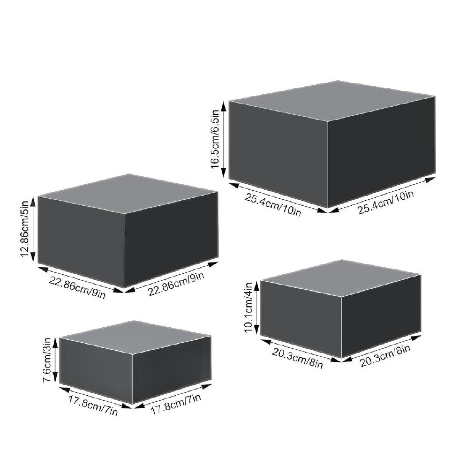 4 cajas de exhibición de cubos acrílicos, soporte elevador de alimentos, buffet, anidación para postre, soporte elevador acrílico negro