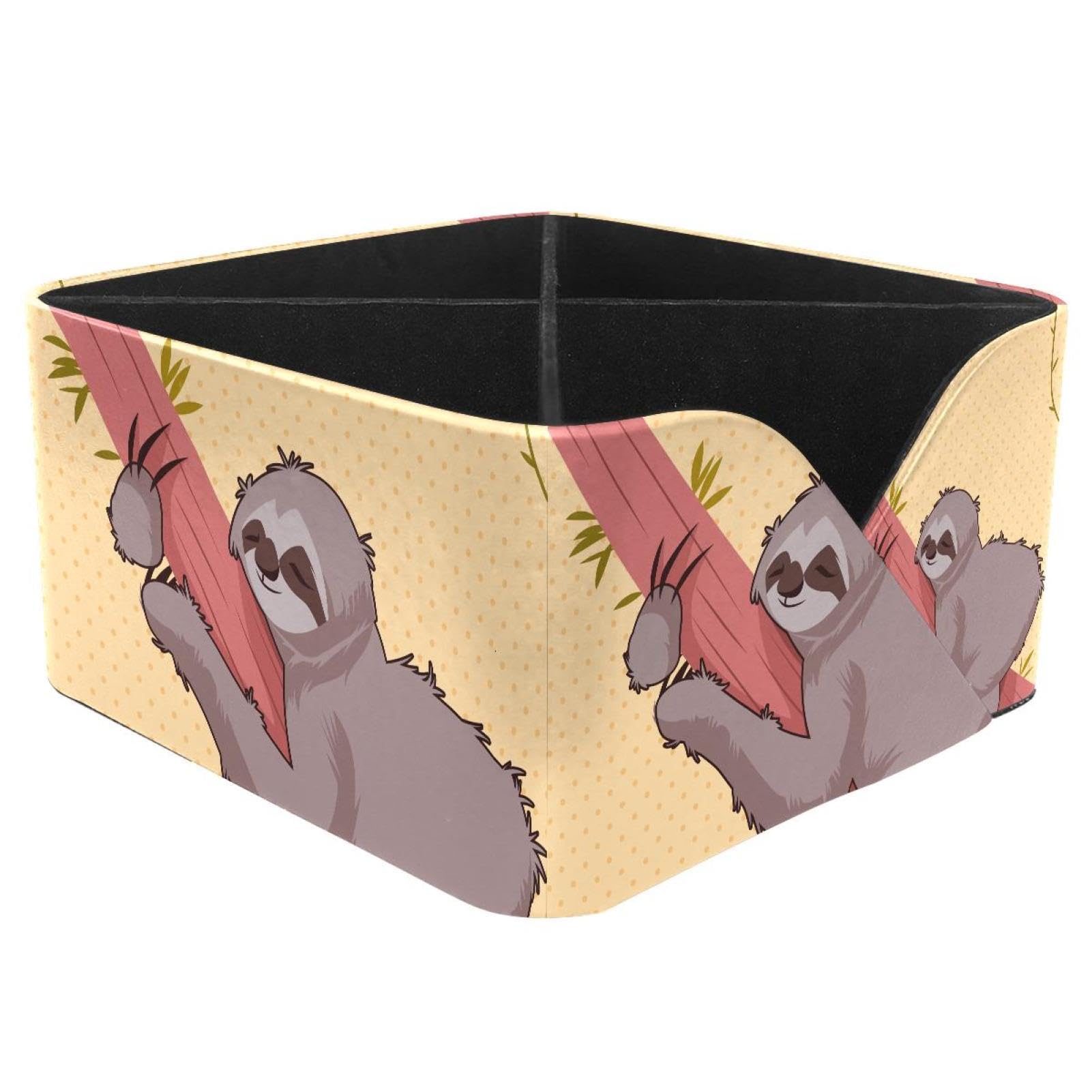KengjuTesu Sloth Desktop Organizer Pen Holder, Rectangular Pencil Cup for Office, Study and Makeup Stations