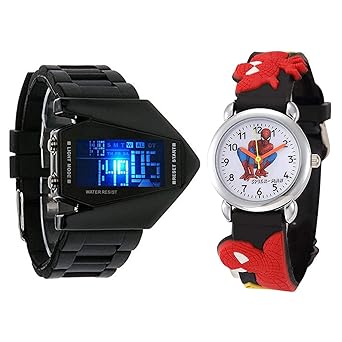 Swadesi Stuff Black Dial Analogue & Digital Kids Watch for Boys & Girls