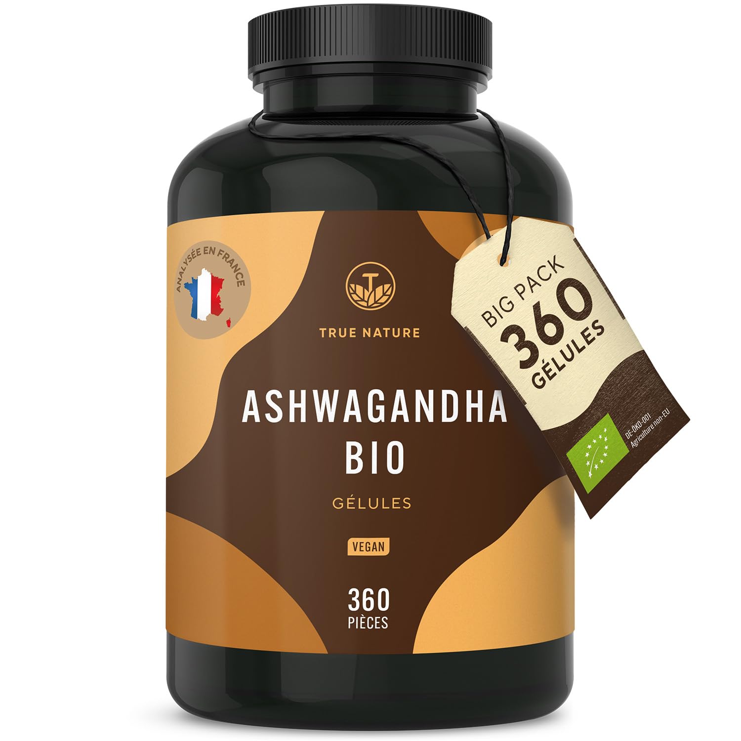 Ashwagandha Bio - 90 Gélules 375mg - Santé Naturel France - Aide à La Relaxation