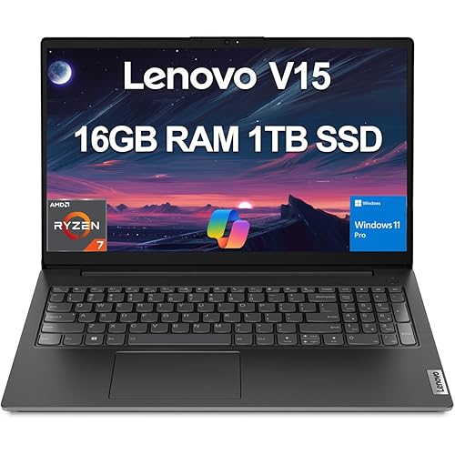 Lenovo Laptop V15 Gen 4 for Business (15.6" FHD Anti-glare, AMD Ryzen 7 7730U (Beat i7-1355U), 16GB RAM, 1TB SSD), Numeric Keypad, Webcam w/Shutter, Ethernet, Win 11 Pro w/AI Copilot, Black