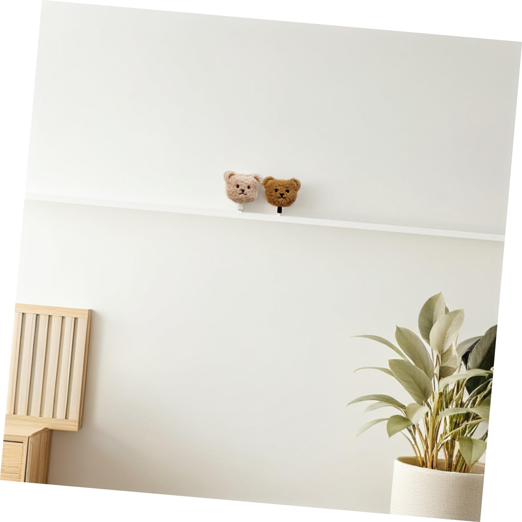 TOYANDONA Ganci Adesivi da Parete a Forma di Orsetto Peluche Set 2 Pezzi per Chiavi e Asciugamani Compatto e Morbido per Soggiorno Bagno e Corridoio
