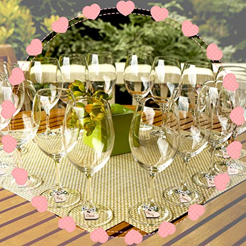 Chinco 60 Pcs Christmas Wooden Wine Charms for Stem Glasses Heart Shaped Drink Marker Tags Funny Wine Themed Party Decorations DIY with Pen for Wedding by Chinco - Image 6