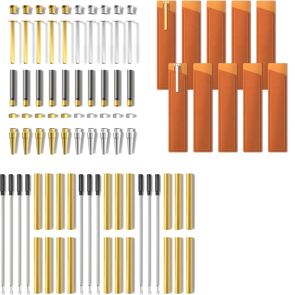 YEHEI Pen Making Tools for Woodturning Pen Kits 10 Pack with Bonus 10 Covers Slimline Pen Turning Supplies Twist Pen Kit