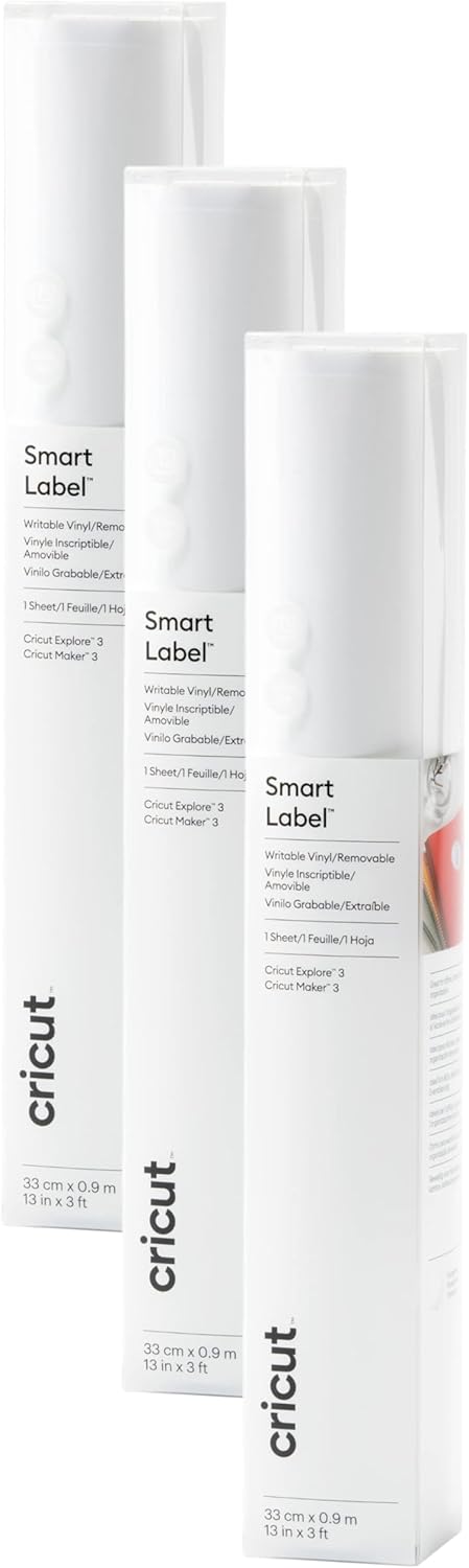 Cricut Smart Label Writable Removable Vinyl – Transparent, 3-Pack of 3ft Rolls (13"x36") - Compatible with Cricut Maker & Explore Machines