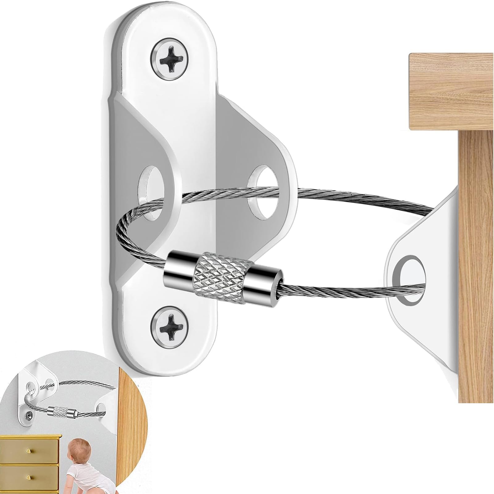 STAYOUNG 12 Packs Furniture Anchors Anti Tip Furniture Anchors for Child Proofing - Furniture Wall Anchor Earthquake Straps for Furniture Dresser Wall Safety Anchor Furniture Fasteners to Wall(White)