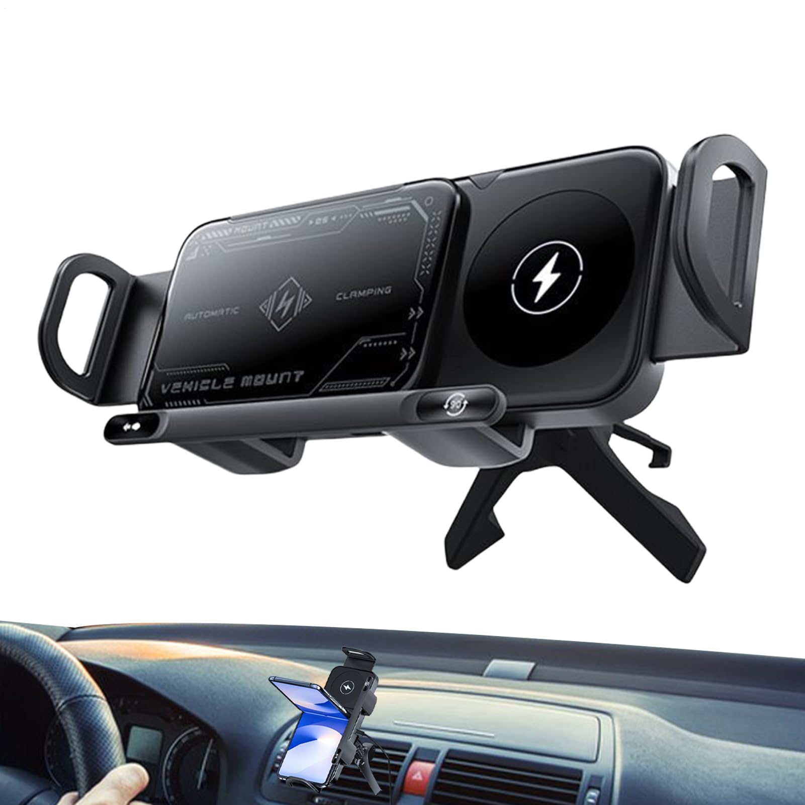 Soporte para móvil en coche Plegable Ajustable Antideslizante Clip Carga