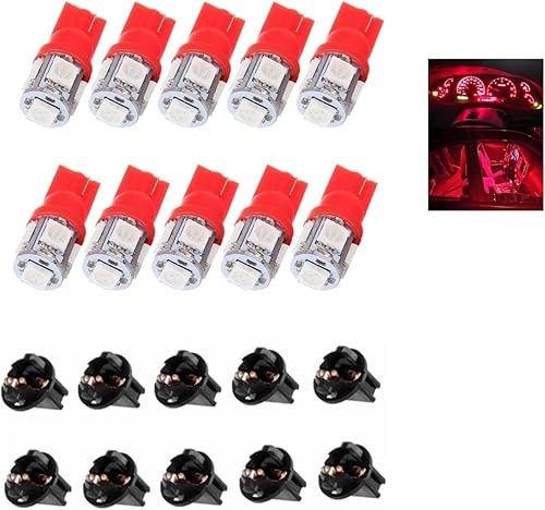 DSSOOY Paquete de 10 bombillas LED T10 194 168 PC194 PC195 PC160 PC161 PC168 para panel de instrumentos para tablero de instrumentos color rojo