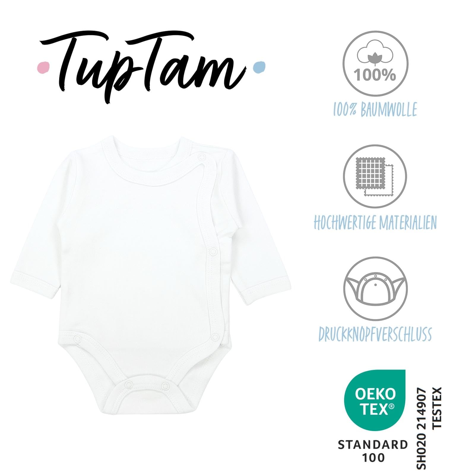 TupTam Wickelbody Langarm Baby Body 5er Set Baumwolle