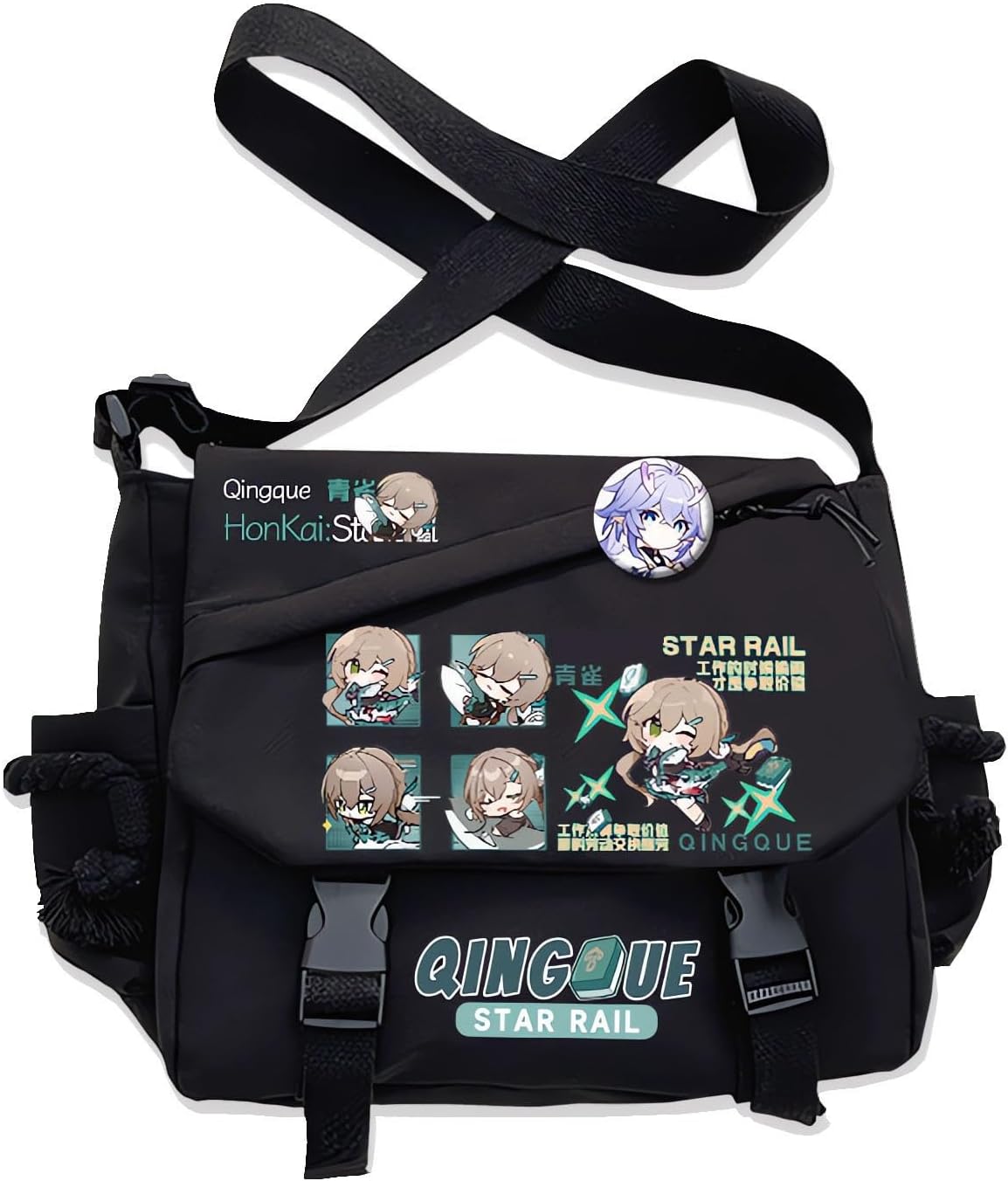 Game Handbag Pom Crossbody Bag Single Shoulder Bag Adult Anime 3D Print Backpack Black Bag