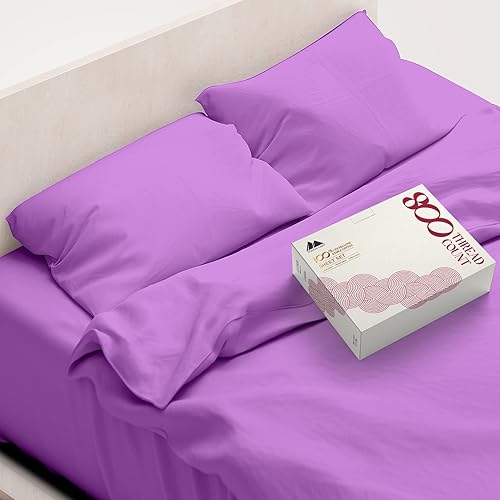 Mayfair Linen Sábanas 100% de algodón egipcio, juego de sábanas de 800 hilos tamaño King de 4 piezas, color borgoña, sábanas de hotel de lujo de