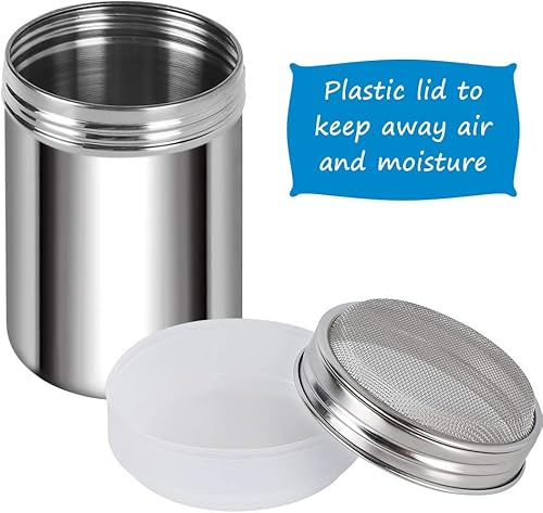 Miniatura 3 de Accmor Mezclador de azúcar en polvo, 2 unidades, tamiz de harina de canela, acero inoxidable de 10 onzas, dragas de malla fina de acero inoxidable