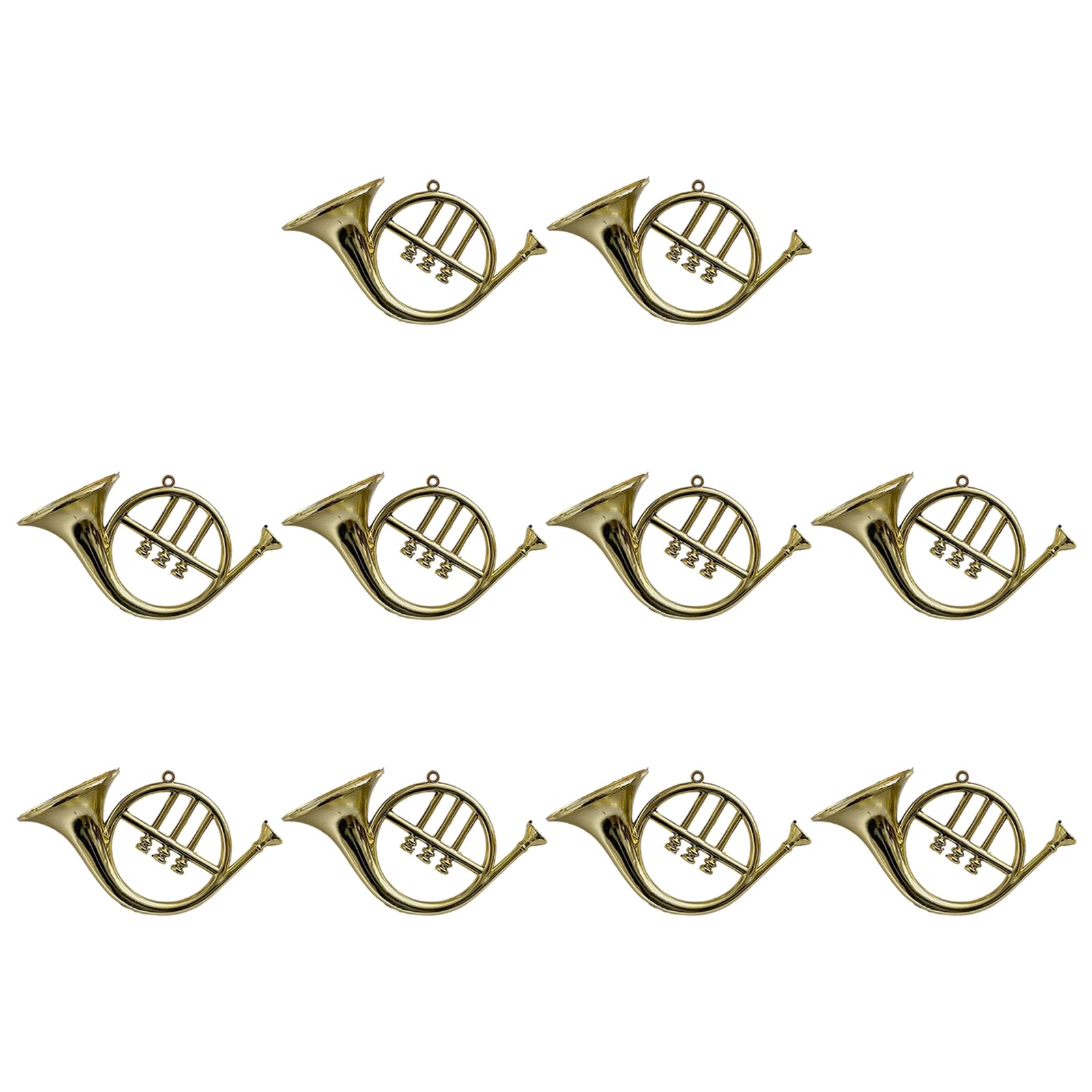 10Pcs Trumpets Shaped Ornament Musical Instrument Themed Christmas Tree Decoration for Backpacks Keychain Charm Shelf Decoration