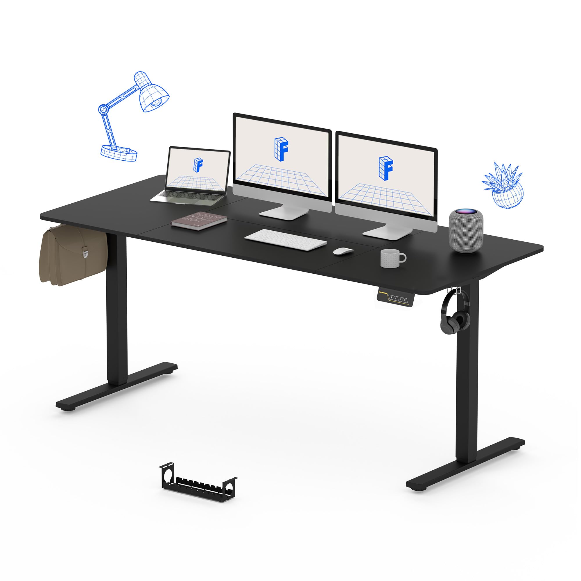 FLEXISPOT 180x80cm Escritorio Eléctrico Ajustable en Altura, Escritorio Elevable Eléctrico Standing Desk Escritorio para Computadora con Gancho, Función de Memoria, para Oficina y Dormitorio, Negro