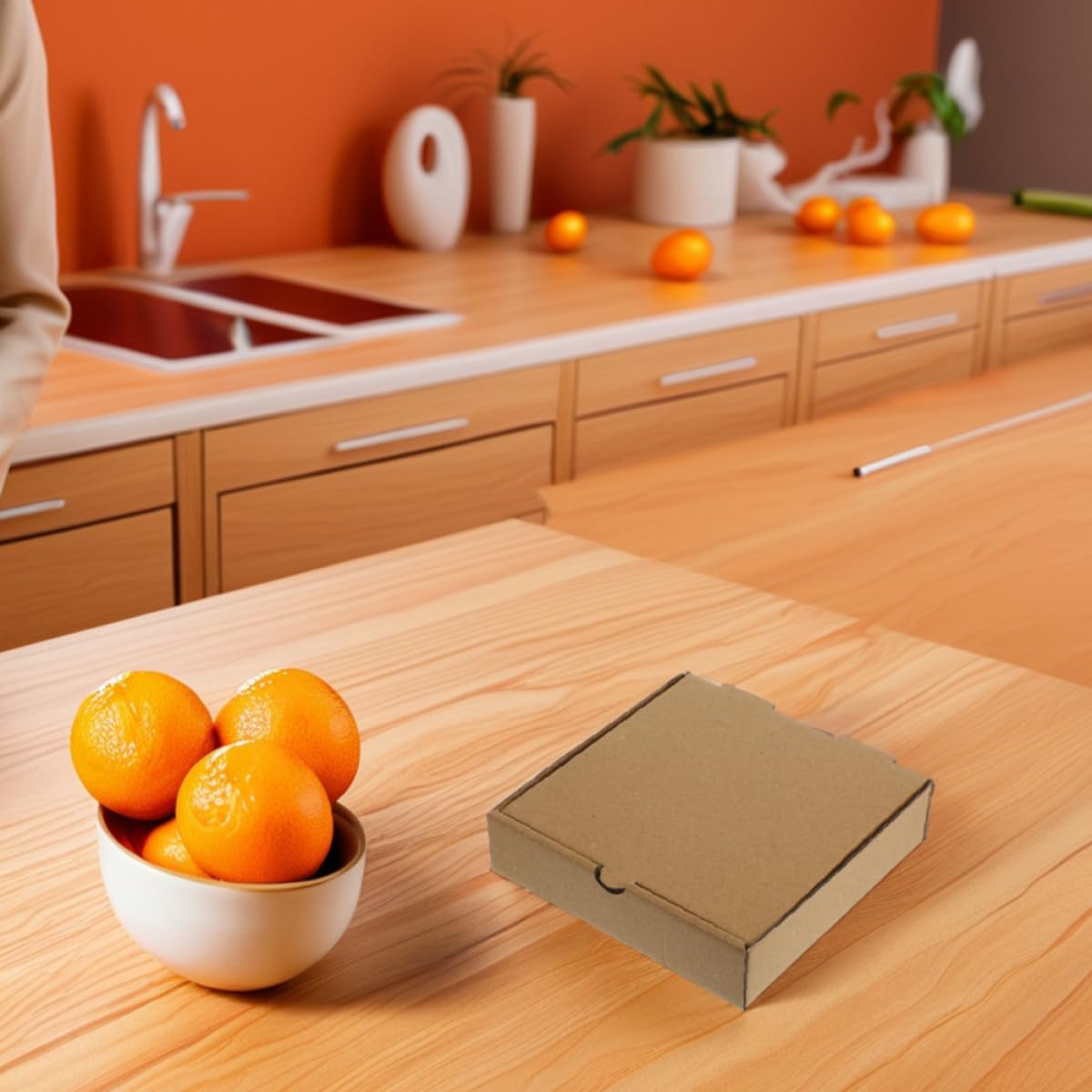 20pcs Kraft Corrugated Pizza Boxes 6 Inch Square 16x16x4cm Takeout Food Containers for Pizza Cookies Cake Packaging