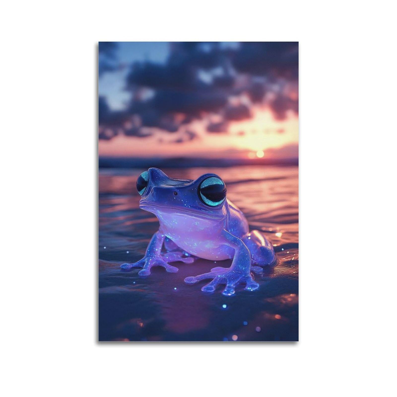 ZSZWHJ Animal Poster Frogs at The Beach Poster Decorative Painting Canvas Wall Posters And Art Picture Print Modern Family Bedroom Decor Posters 20x30inch(50x75cm)