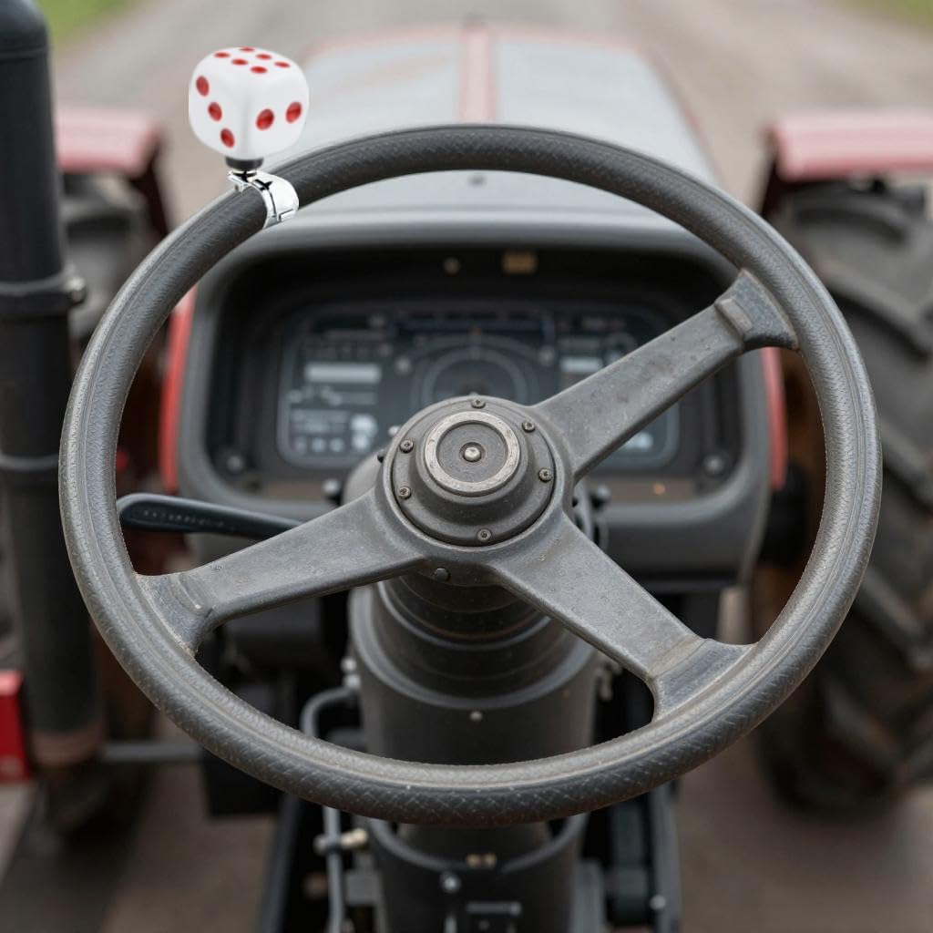 Lunsom Dice Shape Steering Suicide Spinner Turning Wheel Knob Driving Power Handle Aid Control Helper Grip Booster Fit Tractors, Forklifts, Lawn Mowers(White)