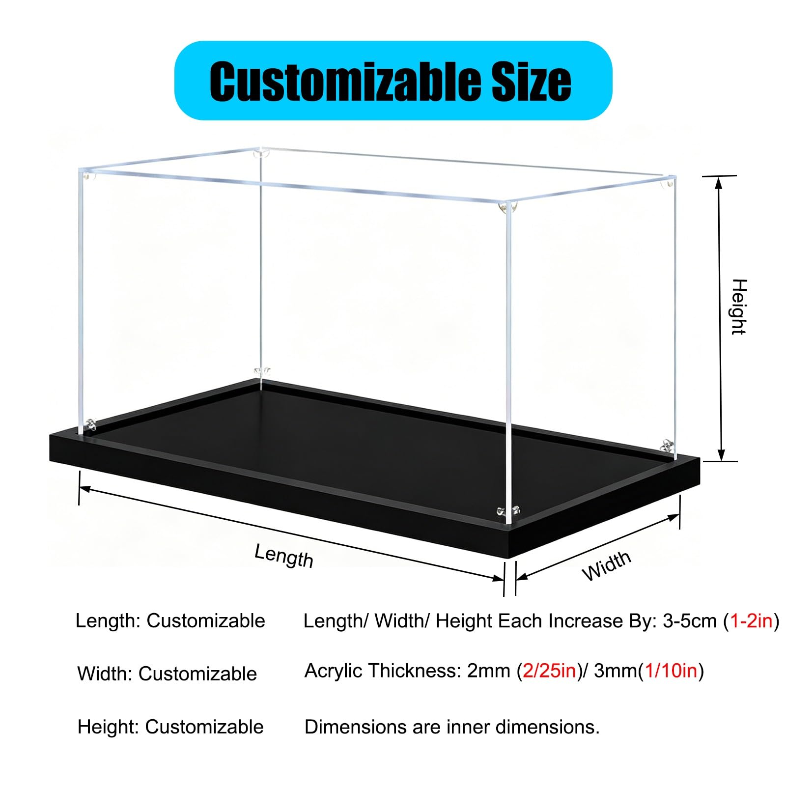 Vitrina metacrilato Caja De Vitrina De Acrílico Transparente 30X30X30 40X40X40 50X50X50 60X60X60cm, Contenedores De Cubos Cuadrados Transparentes Coleccionables(Brown,50x40x50cm/20x16x20)
