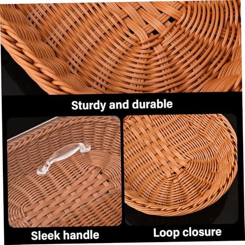 Cesta de mimbre para servir mesa de desayuno y buffet con tapa protectora transparente 6