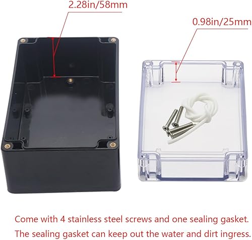 Miniatura 135 de Caja de proyecto ABS de plástico negro cajas eléctricas IP65 impermeable DIY caja de conexiones electrónica caja de alimentación 7.87 x 4.72 x 2.95