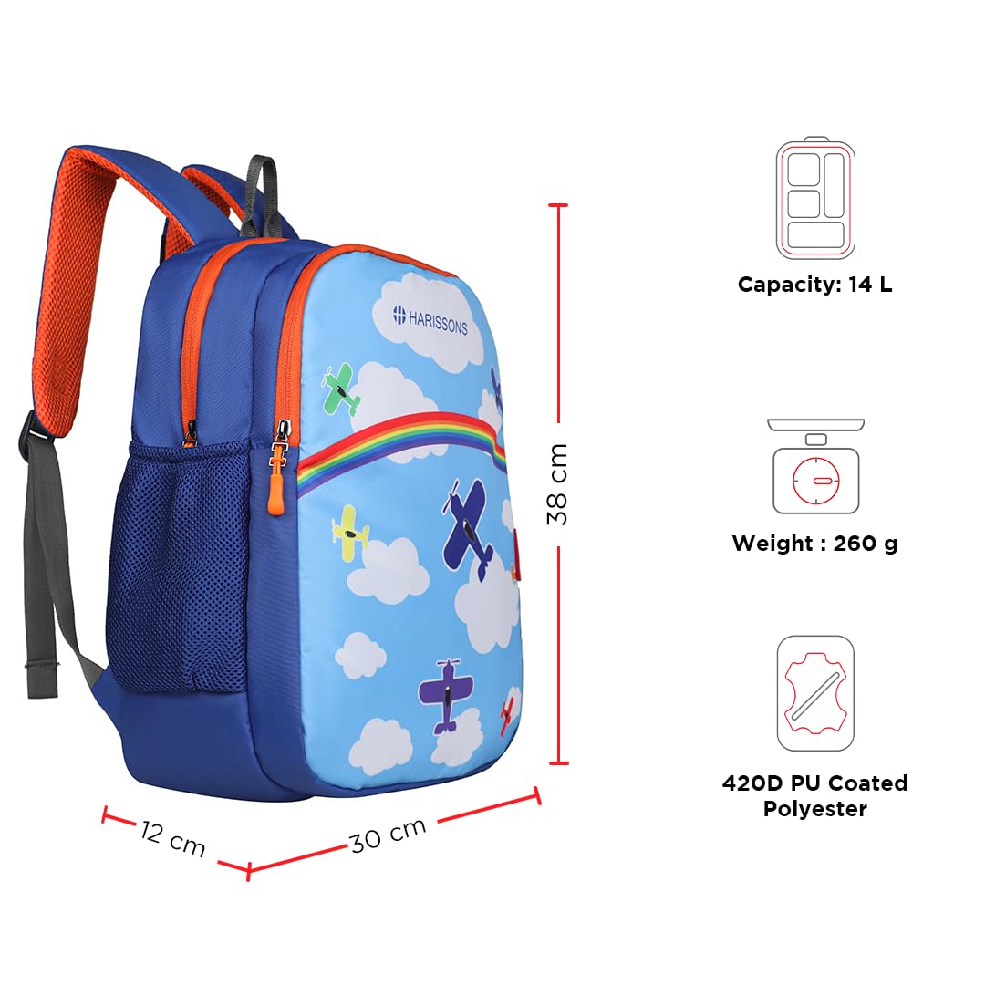 HARISSONS 14L Waterproof School Bag for Kids | Backpack for Boys & Girls with 2 Main Compartments, Front Pocket, Bottle Holder, & Padded Shoulder Straps (Air Kids) 3